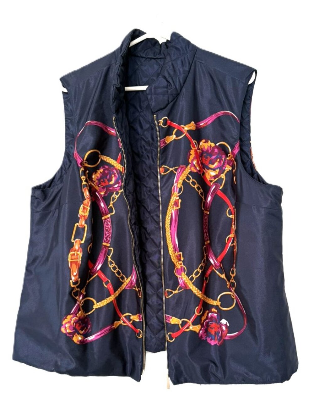 Charter Club Navy Equestrian Chain Reversible Vest Size 2X